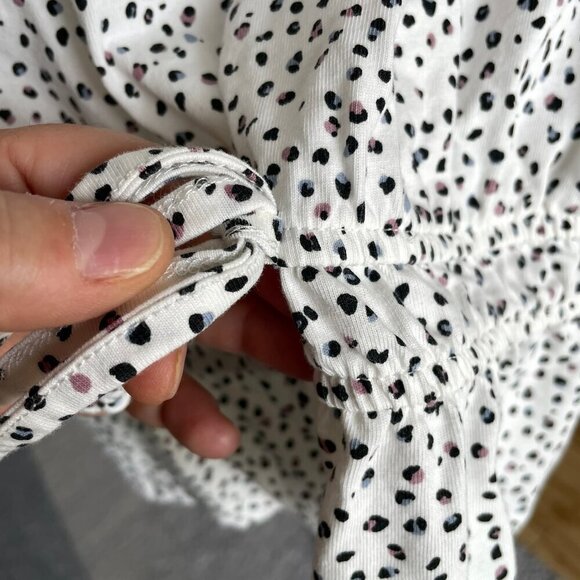 SUZY SHIER White Dot T-Shirt Top Peplum Short Sleeved Crew Neck Cropped Large - Picture 5 of 11